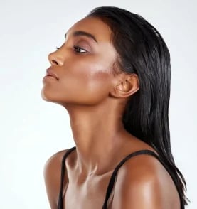 Side profile showing chin and jawline definition