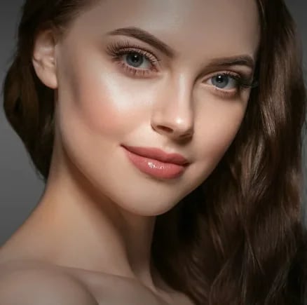 Portrait of a woman with a smooth, straight nasal bridge and balanced facial features