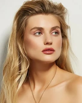 Close-up of the midface showing natural cheek volume and contour