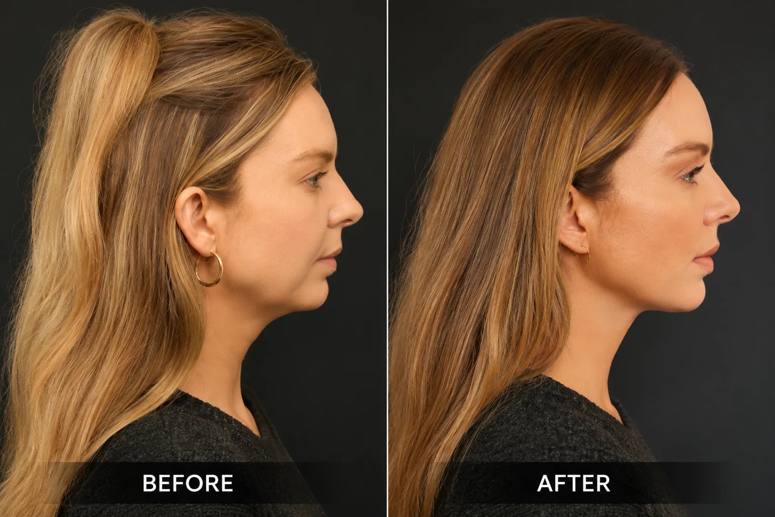 Neck lift before and after, performed by Dr. William Harris, Beverly Hills
