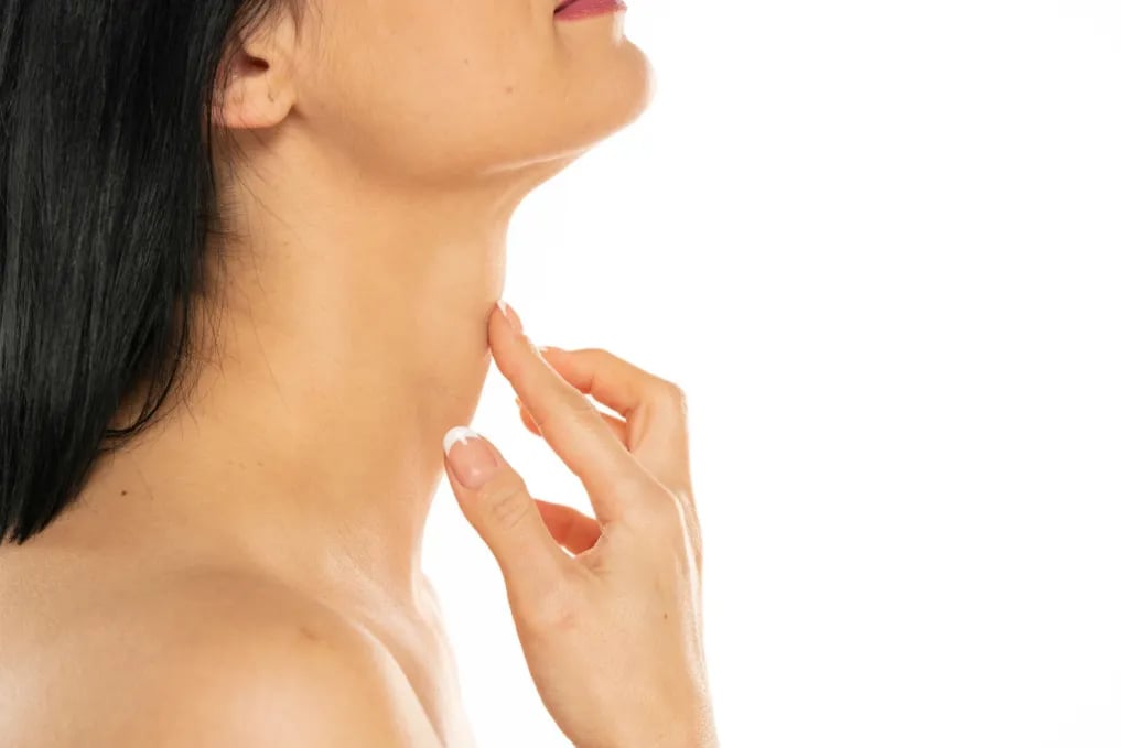 Submandibular and upper neck contour shown in profile